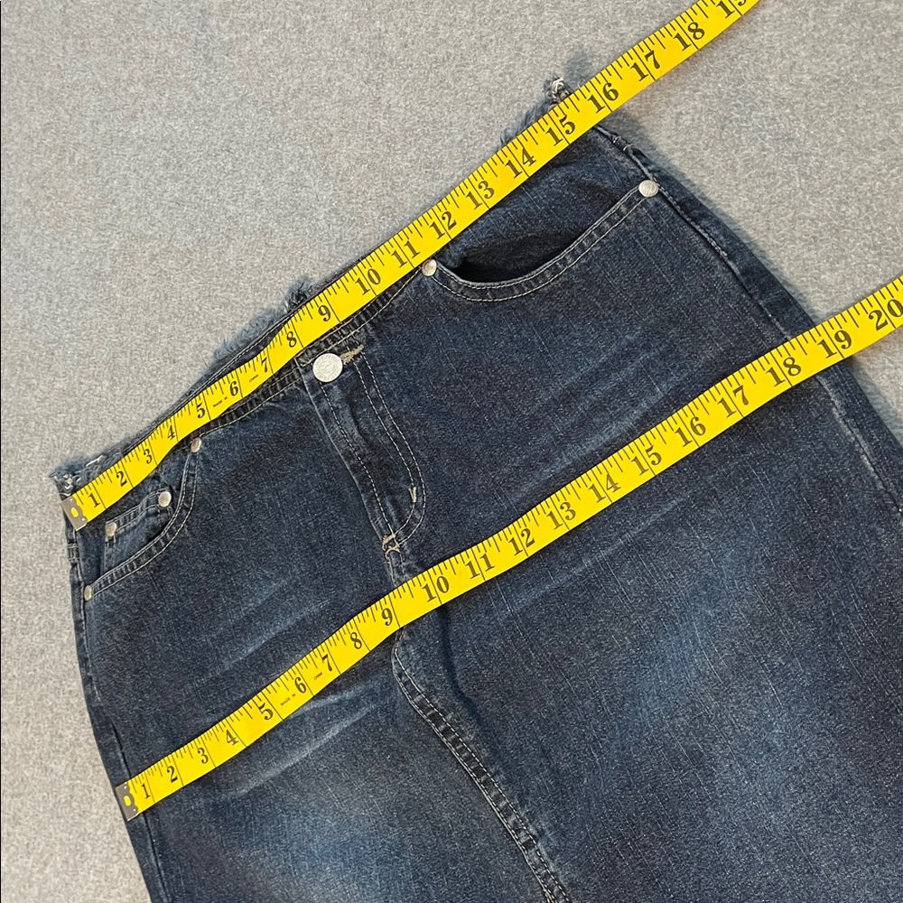 Vintage Y2K Boho Maxi Denim Skirt Medium Western Raw Hem Festival Aline - Picture 3 of 12